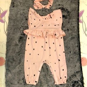 Jessica Simpson 2 piece - pink romper + headband